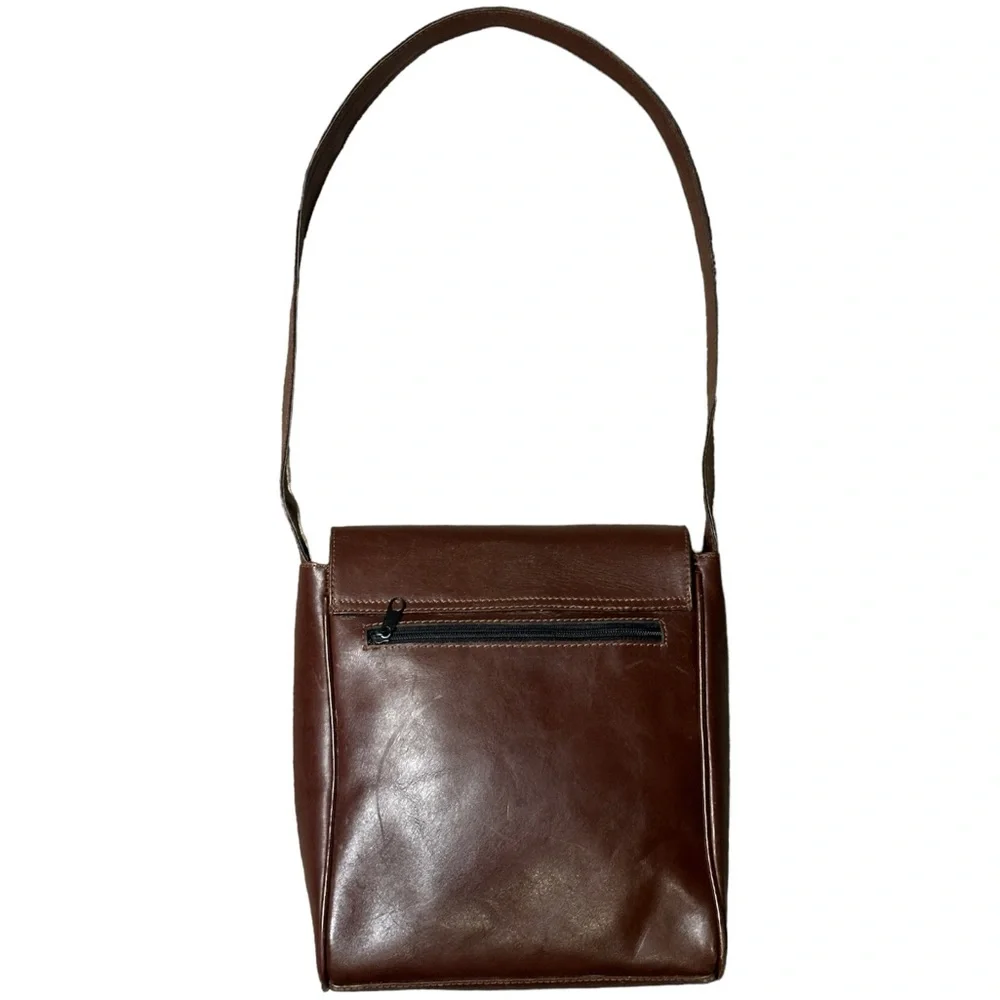 Ted Lapidus Men's Brown Satchel Bag Leather Messenger Crossbody One Size